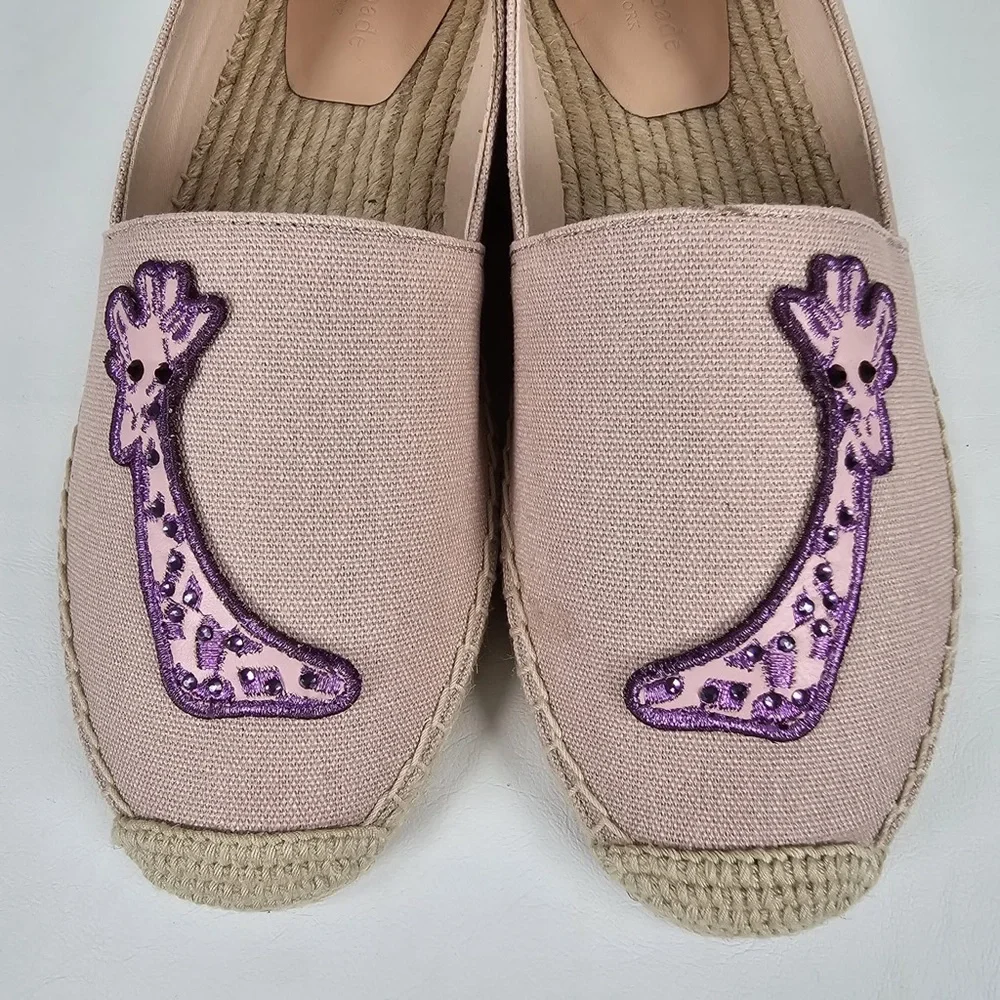 NEW‎ KATE SPADE Garden Giraffe Pale Vellum Espadrilles Size 8 B